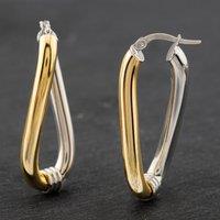 Pre-Owned 9ct Two Colour Gold 35mm Twisted Creole Earrings 41172017