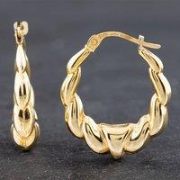 Pre-Owned 9ct Yellow Gold 24mm Patterned Creole Earrings 41172028