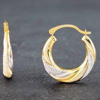 Pre-Owned Two Colour Gold 22mm Twist Creole Earrings 41172033