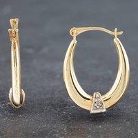 Pre-Owned Two Colour Gold 20mm Single Cut Diamond Creole Earrings 41172034