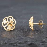 Pre-Owned 9ct Yellow Gold Openwork Dome Stud Earrings 41172036