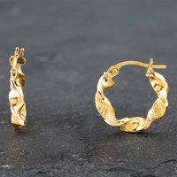 Pre-Owned Yellow Gold 17mm Patterned Twisted Hoop Earrings 41172046