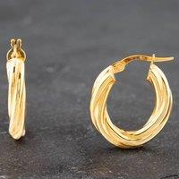 Pre-Owned Yellow Gold 22mm Twisted Oval Hoop Earrings 41172049