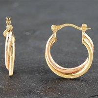 Pre-Owned 9ct Two Colour Gold 20mm Oval Twist Hoop Earrings 41172052