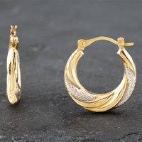 Pre-Owned Two Colour Gold 21.4mm Twist Pattern Creole Earrings 41172056