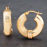 Pre-Owned 9ct Yellow Gold 22mm Plain & Line Patterned Hoop Earrings 41172060