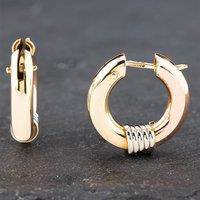 Pre-Owned 9ct Three Colour Gold 16.7mm Hoop Earrings 41172061