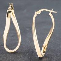 Pre-Owned Yellow Gold 33mm Oval Twist Hoop Earrings 41172067