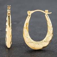 Pre-Owned Yellow Gold 26.4mm Patterned Creole Earrings 41172077