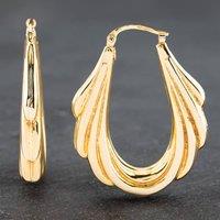 Pre-Owned 9ct Yellow Gold 34.4mm Patterned Creole Earrings 41172078