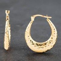 Pre-Owned Yellow Gold 24.8mm Hammered Pattern Creole Earrings 41172082