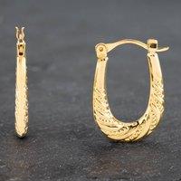 Pre-Owned Yellow Gold 21.9mm Patterned Creole Earrings 41172086