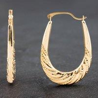 Pre-Owned Yellow Gold 31.6mm Patterned Creole Earrings 41172087