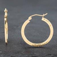 Pre-Owned Yellow Gold 26.5mm Diamond Cut Pattern Hoop Earrings 41172089