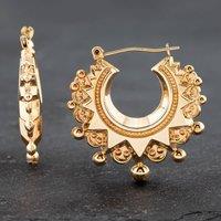 Pre-Owned Yellow Gold 26.4mm Ornate Patterned Creole Earrings 41172095