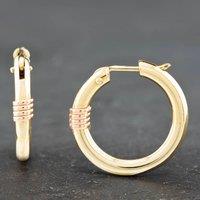 Pre-Owned 9ct Two Colour Gold 19mm Hoop Earrings 41172113