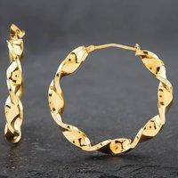 Pre-Owned 9ct Yellow Gold 37mm Twist Hoop Earrings 41172127