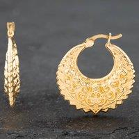 Pre-Owned Yellow Gold 23mm Patterned Creole Earrings 41172132