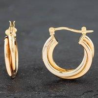 Pre-Owned 9ct Three Colour Gold 21.3mm Triple Twist Creole Earrings 41172133