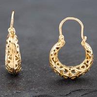 Pre-Owned 9ct Yellow Gold 22.3mm Open Work Patterned Creole Earrings 41172142