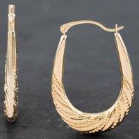 Pre-Owned Yellow Gold 32.3mm Patterned Oval Creole Earrings 41172161