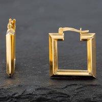 Pre-Owned 9ct Yellow Gold 17.7mm Square Hoop Earrings 41172170