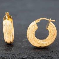 Pre-Owned 9ct Yellow Gold 20.9mm Mesh Textured Hoop Earrings 41172186