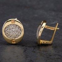 Pre-Owned 14ct Yellow Gold Cubic Zirconia Pave Earrings 4117382