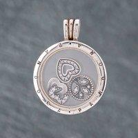 Pre-Owned Pandora Silver Elements Glass Locket Including 3 Petite Cubic Zirconia Set Charms Loose Pendant 41221245