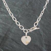 Pre-Owned Silver Links Of London Heart T-Bar 16 Inch Belcher Necklace 41251038