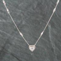 Pre-Owned Silver Cubic Zirconia Heart Shape Cluster Pendant & 16 Inch Trace Chain 41251066