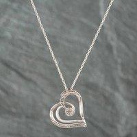 Pre-Owned Sterling Silver Brilliant Cut Diamond Heart Pendant & 18 Inch Prince Of Wales Chain 4125581126