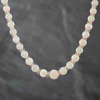 Pre-Owned White Gold Opal Graduated 26 Inch Necklet Ball Necklace 41271035