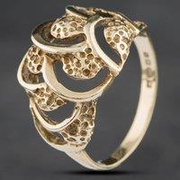 Pre-Owned 9ct Yellow Gold Domed Openwork Patterned Ring 4129368