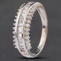 Pre-Owned 9ct White Gold Cubic Zirconia Three Row Ring 4129603