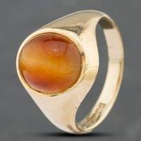 Pre-Owned 9ct Yellow Gold Tigers Eye Oval Cabochon Signet Ring 41341545