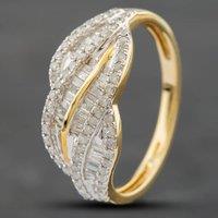 Pre-Owned 9ct Yellow Gold 0.50ct Diamond Wave Crossover Dress Ring 41381437