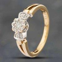 Pre-Owned 9ct Yellow Gold 0.10ct Brilliant Cut Diamond Shoulder Set Solitaire Ring 41381582