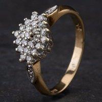 Pre-Owned 9ct Yellow Gold 0.25ct Diamond Shoulders Cluster Ring 4138734