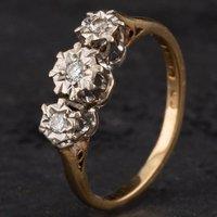 Pre-Owned 9ct Yellow Gold Diamond Three Stone Ring 4138801