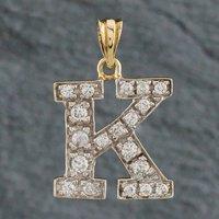 Pre-Owned 9ct Yellow Gold Cubic Zirconia Initial K Loose Pendant 4139411
