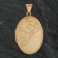 Pre-Owned 9ct Yellow Gold Oval Engraved Locket Loose Pendant 4139894