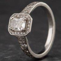 Pre-Owned Platinum 0.60ct Emerald Cut Diamond Cluster Ring 4148023