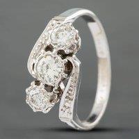 Pre-Owned 18ct White Gold 0.60ct Brilliant Cut Diamond Twist Three Stone Ring 41481025