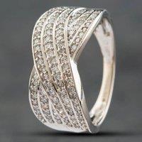 Pre-Owned 18ct White Gold 0.50ct Brilliant Cut Diamond 6 Row Crossover Ring 41481100