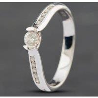 Pre-Owned 9ct White Gold 0.30ct Brilliant Cut Diamond Shoulder Set Solitaire Ring 41481149