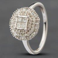 Pre-Owned 9ct White Gold 0.50ct Diamond Octagonal Cluster Ring 41481182