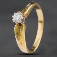 Pre-Owned Vintage Yellow Gold 0.25ct Brilliant Cut Diamond Twist Shoulders Solitaire Ring 4148350