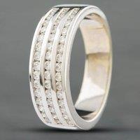 Pre-Owned 18ct White Gold 0.70ct Brilliant Cut Diamond Three Row Ring 414858275