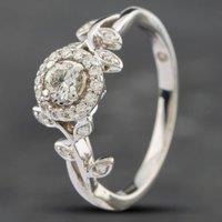 Pre-Owned 9ct White Gold Certificated 0.33ct Brilliant Cut Diamond Cluster Ring 4148887